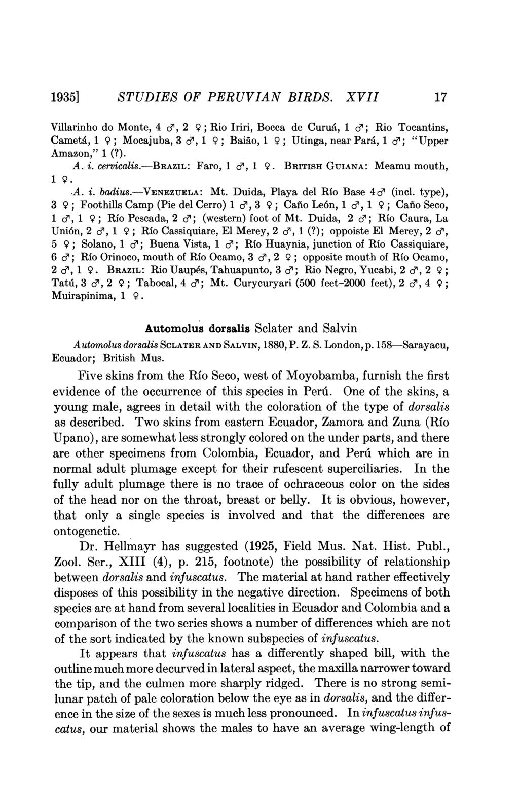 1935] STUDIES OF PERUVIAN BIRDS.