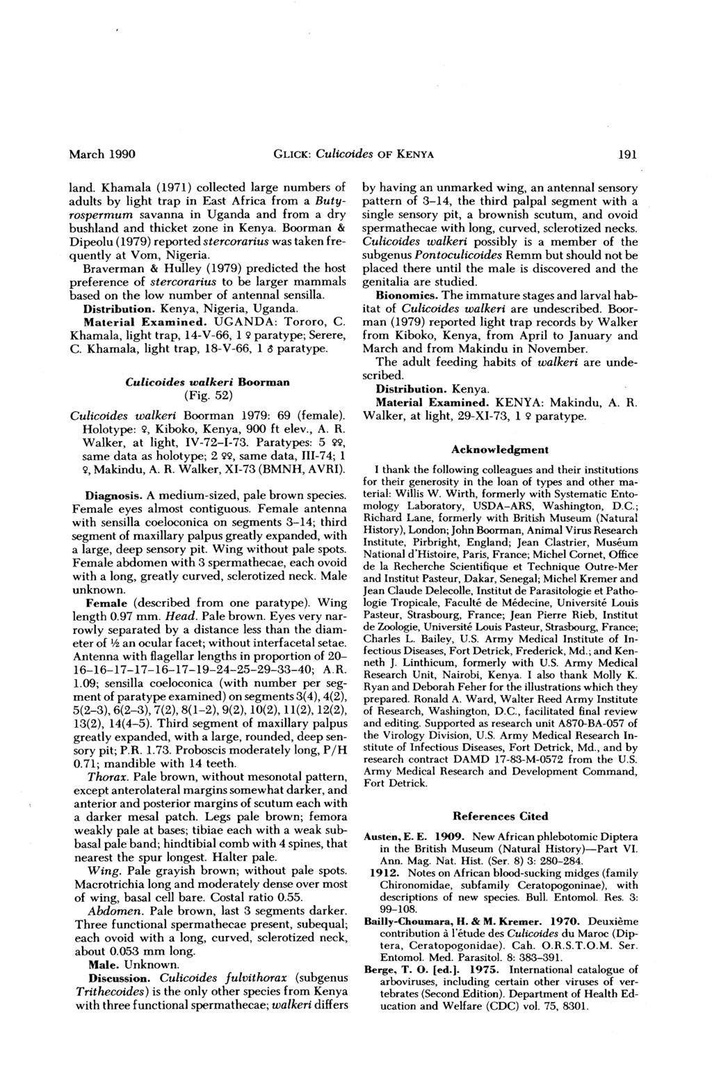 March 1990 GLICK: Culicoides OF KENYA 191 land.