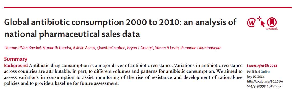 Global Trends in Antibiotic Consumption Global Antibiotic Consumption 2000-2010: an analysis of national