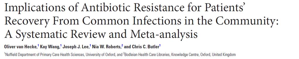 Main Conclusions: - Antibiotic resistance significantly impacts on illness burden in the community.