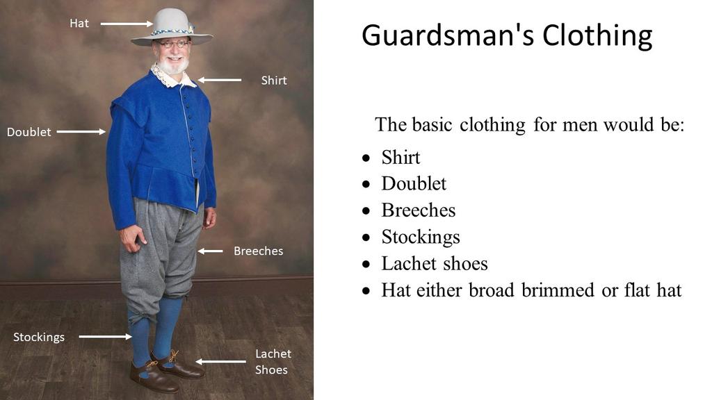 The above listing of apparel is the basic for all male members of the guard.
