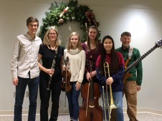 Ahrens Family Musicians Today, six members of the Jim and Sue Ahrens family presented a holiday instrumental music treat.