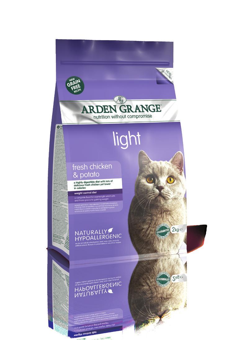 Light - a lower calorie diet for cats living life at a slower pace Arden Grange Light is an ideal food for adult cats that