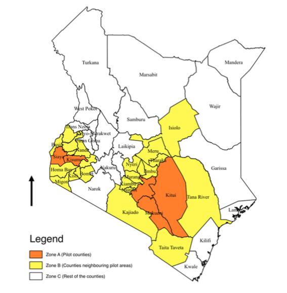 Zone A: Pilot districts: Western Kenya - (Kisumu, Siaya) Eastern Kenya