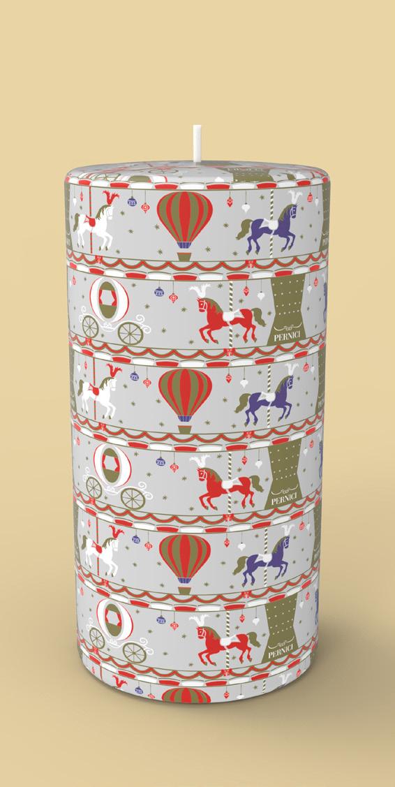 Magic carousel purple, cherry red and white D 10 cm / H 20 cm DURATA/burning time 100h. circa/about D 10 cm / H 11 cm DURATA/burning time 60h.
