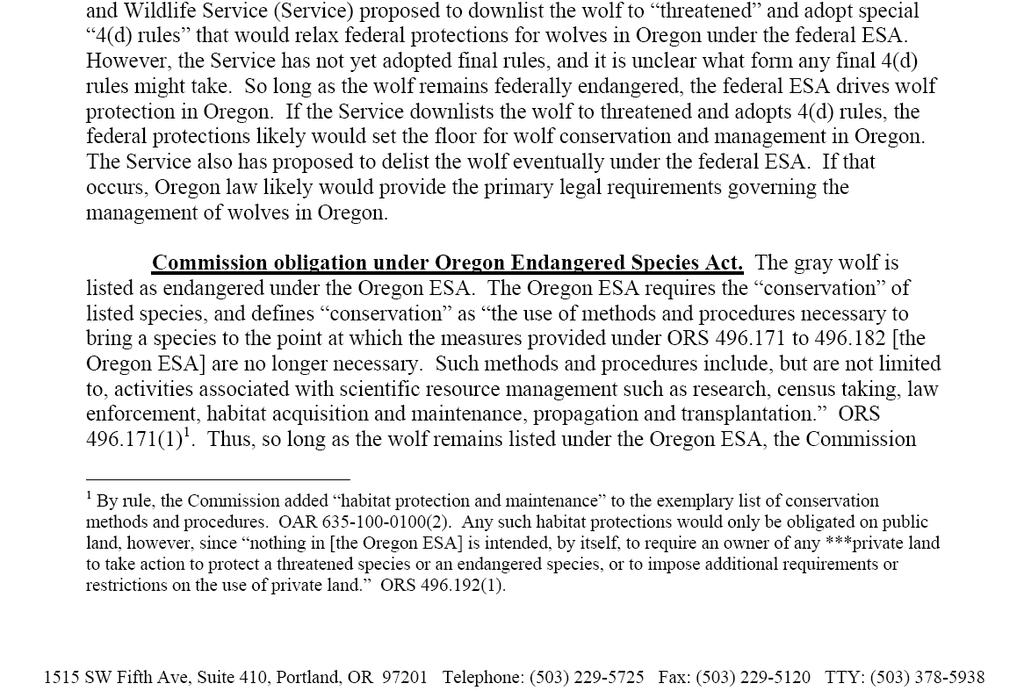 Oregon Wolf Conservation and Management Plan /