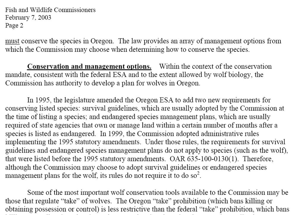 Oregon Wolf Conservation