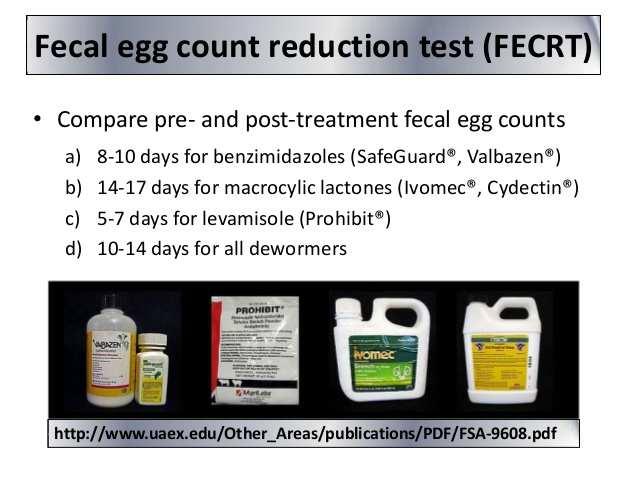 for anthelmintic resistance: 1. Fecal egg count reduction test (FECRT) 2.