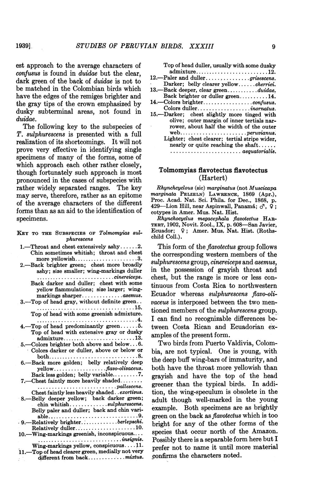 1939]. STUDIES OF PERUVIAN BIRDS.