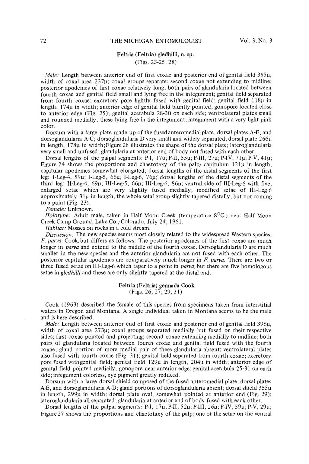 THE MICHIGAN ENTOMOLOGIST Vol. 3, No. 3 Feltria (Feltria) gledhilli, n. sp. (Figs.