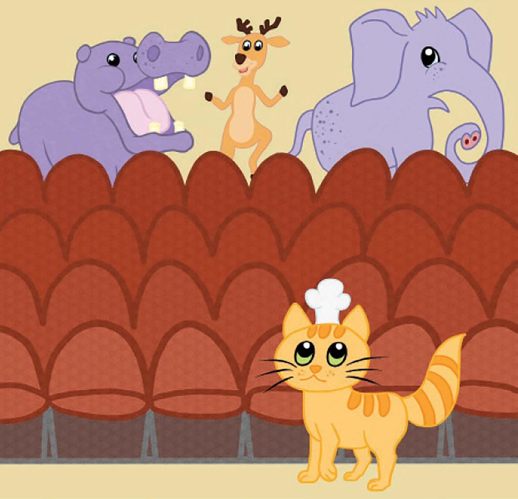 Allie looked for a seat in the very back row Next to with Mr. Elephant, Ms. Deer, and Ms.Hippo.