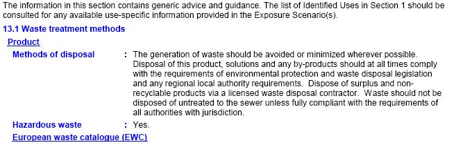 SECTION 13: DISPOSAL CONSIDERATIONS