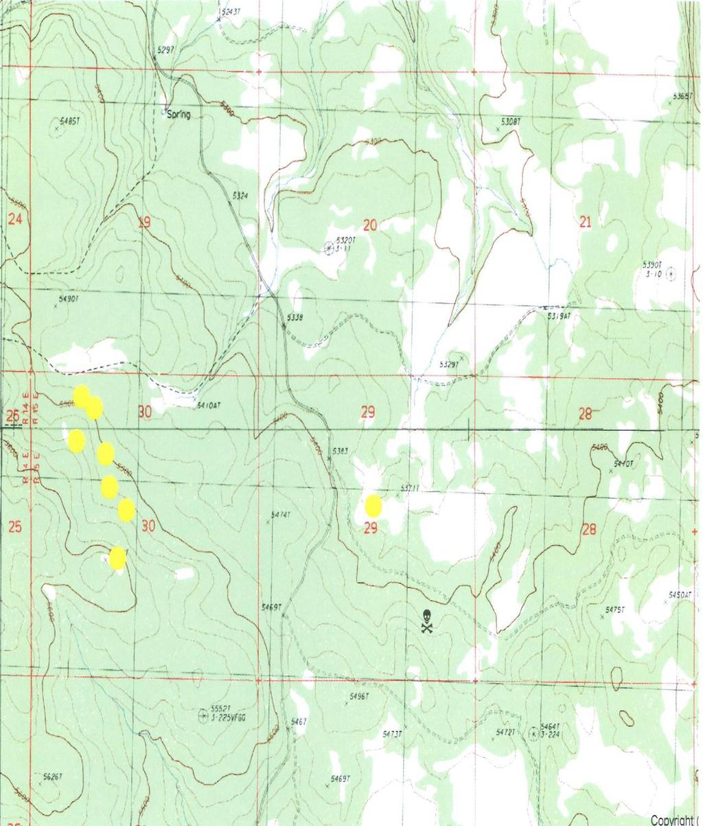 Map 8: Far southwest of the release site. Live locations are of 666.