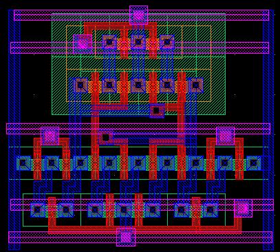 Figure 5: Sleepy stack SRAM cell layout stack is the stack technique applied only to the pull-down transistors.