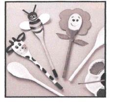 paint, twigs, or even discarded or worn out utensils! See what you can create beginning with 1-3 simple wooden spoons. Rules: Begin with 1-3 unfinished wooden spoons, any size or shape.