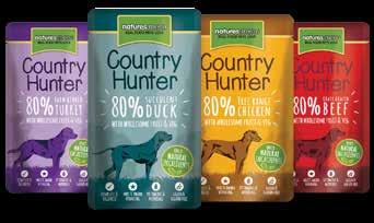 GraiN & GluTen Free Country Hunter Dog Pouches Case Size: 3 x (6 x 150g) Recommended RSP inc VAT Available in Code