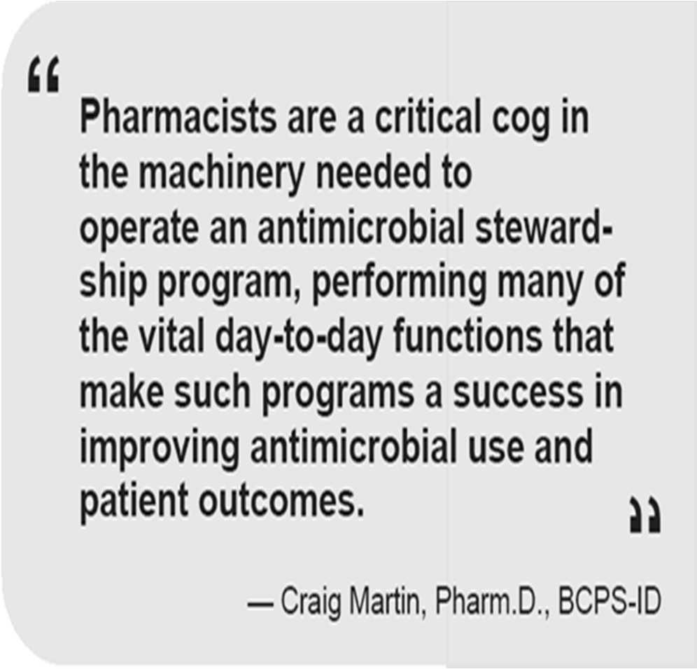 Take home message The Pharmacist's Role in ASPs Noninfectious syndromes that mimic infections Gouty arthritis, Drug fever Optimize antimicrobial usage: Appropriate Choice, Route, Dosage, Duration To