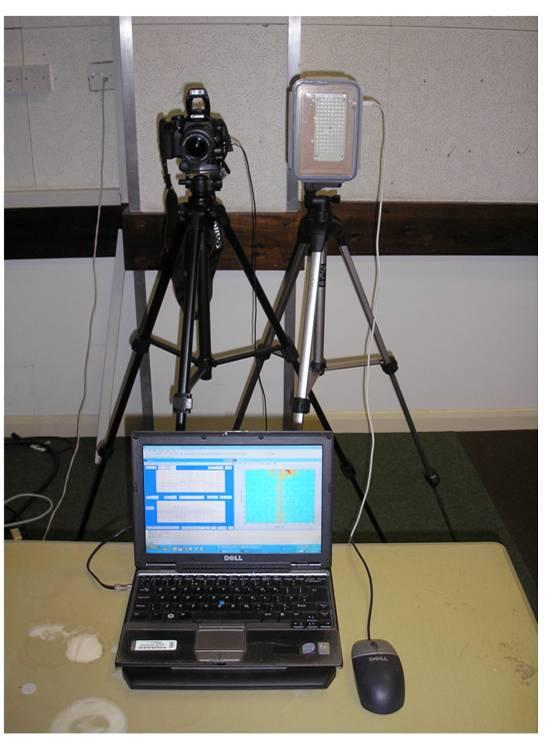 3.0 Results The equipment, which in its prototype form comprises a small tripod mounted unit (Figure 1), was easy and straightforward to set up with the camera and laptop, and we were able to start