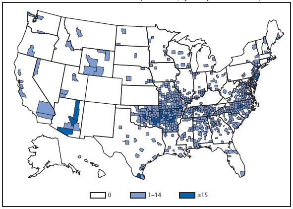 US Reported cases: 2011 Tularemia reported cases: 2011 Spotted