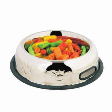 STAINLESS STEEL BELLY EMBOSSED BOWL W / FINGER SLOT SLOW FEED DOG BOWL Stainless Steel