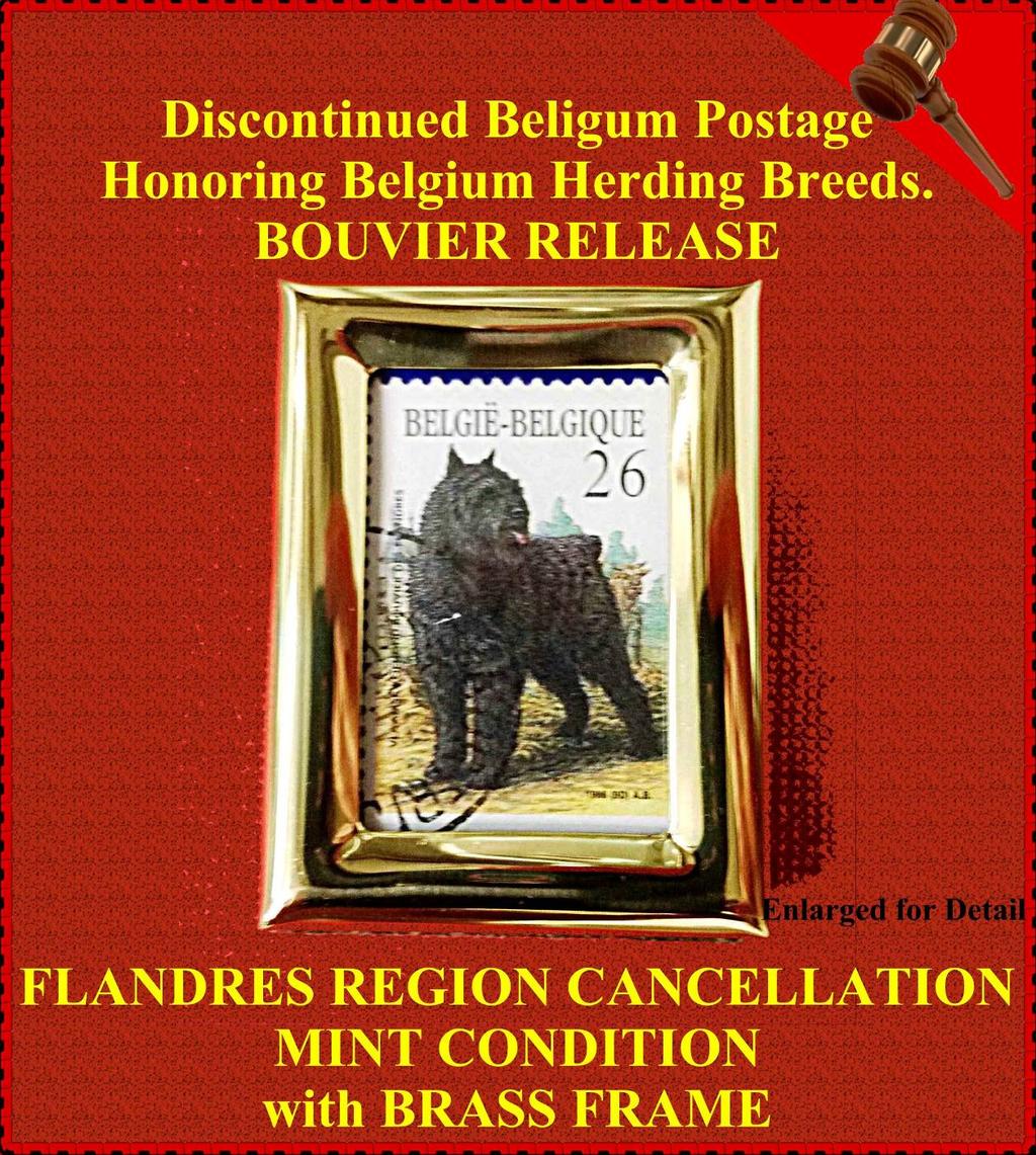 AUCTION #10 GOVERNMENT OF BELGIUM POST OFFICE OFFICIAL BELGIAN BOUVIER des FLANDRES POSTAL STAMP Retail Value: $65 Opening Bid: $30 Official Belgium Government Postal