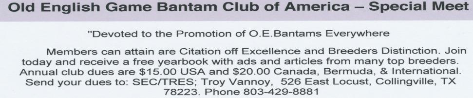 , Elk Grove, CA 95624-2668 Modern Game Club of America Membership in the Modern Game Bantam Club of America includes: Quarterly Newsletter with