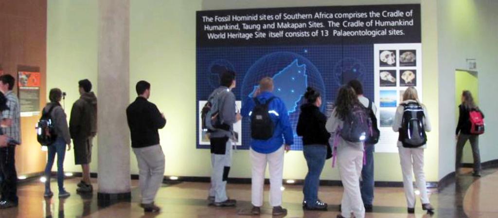 Fig. 2. The entrance to the Cradle of Humankind Museum at Maropeng. The many interactive displays include a boat ride that takes visitors back in time. Photograph by Gad Perry.