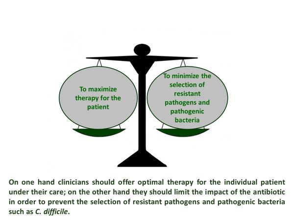 Antibiotics use: finding the right balance Clinicians should always optimize antibiotic management to maximise clinical outcome and minimize emergence of the development of resistance and the