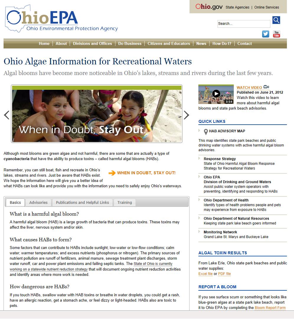 Ohio EPA Web Site (2013 web page