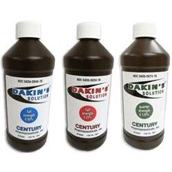 Dakin s Solution Start with ¼ strength solution Final rinse after bath Daily between baths ¼ strength