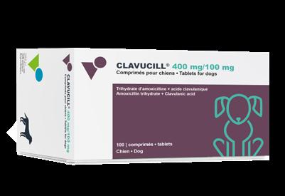 DOGS AND CATS CLAVUCILL Composition per 50 mg tablet: 40 mg Amoxicillin + 10 mg Clavulanic acid Composition per 250 mg tablet: 200 mg Amoxicillin + 50 mg Clavulanic acid Composition per 500 mg