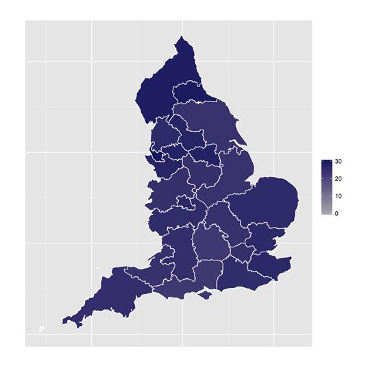 Significant regional variation General Practice Durham, Darlington and Tees over 40% higher than London 26.5 compared to 18.9 DID Hospital London twice Leicestershire and Lincolnshire 6.