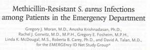 Prevalence of CA MRSA ~2003 present Survey of 11 EDs throughout US in Aug 2004 422 pts with skin & soft tissue