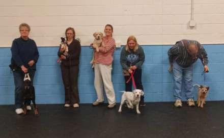 S.T.A.R. PUPPY CLASS Left to Right: Susan Hunsanger with Doberman, Isaak; Stephenie Provo with Boston Terrier, Kirby; Mrs.