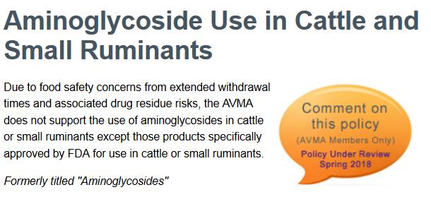 What about reporting aminoglycosides? https://www.avma.