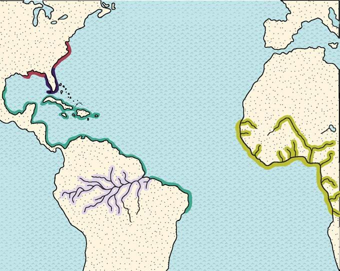 North America PA C I F I C O C E A N Distribution of Manatees Florida manatee, year round Florida manatee, warm weather Antillean manatee Amazonian manatee West African manatee South