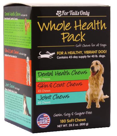 Supplemental Chews Whole Health Pack #USFT100004-180 Soft Chews / WS $57.95; BV 27; QV 53 Provide your dog with a tasty reward, but more importantly, support their overall health.
