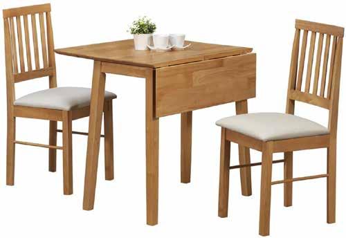Drop Leaf Best Seller Rubberwood Type Knock-down Solid rubberwood Foam - Seat Only Living & Dining Furniture Dining Set Height (mm) Width (mm) Table 750 750 Chair 920 390 Depth (mm) 450 / 225 / 225
