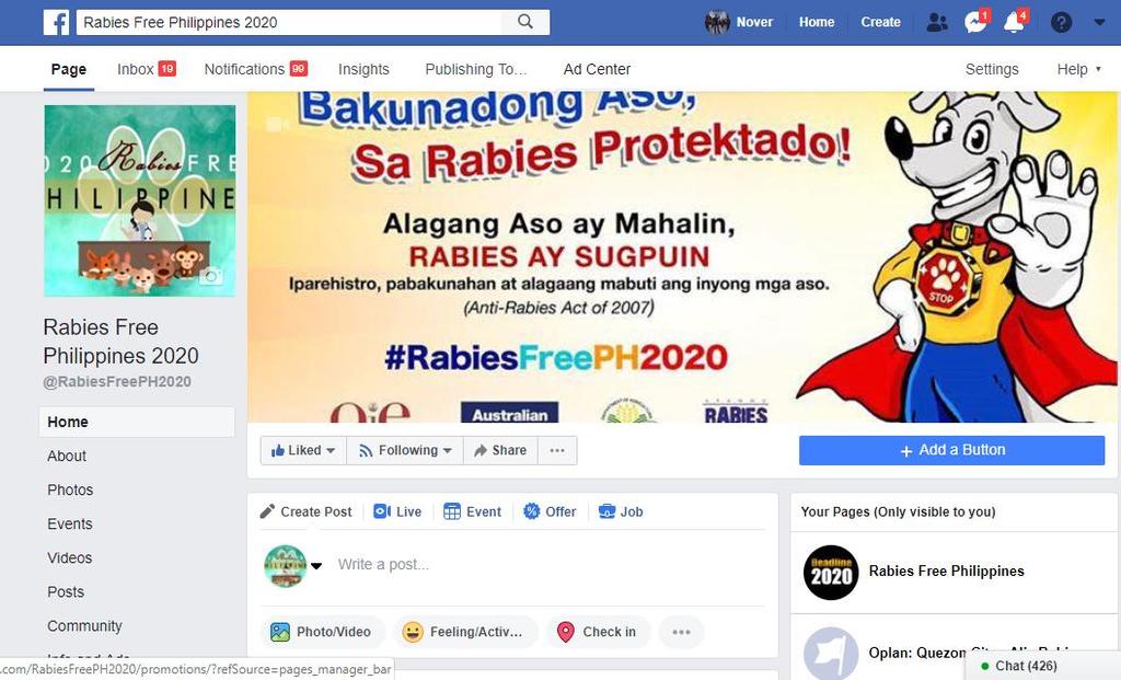 Posting of Rabies updates, activities,