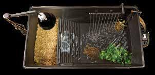 Built-in land/water area. Large land area allows natural basking and egg laying behavior. Opaque walls help in reducing stress. Lightweight and easy to clean.