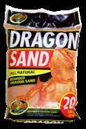 SUBSTRATES DRAGON SAND ITEM# DS-20 Natural Red 20 lb (9 kg) A natural, very fine quartz desert sand. Stimulates natural digging and burrowing behavior.