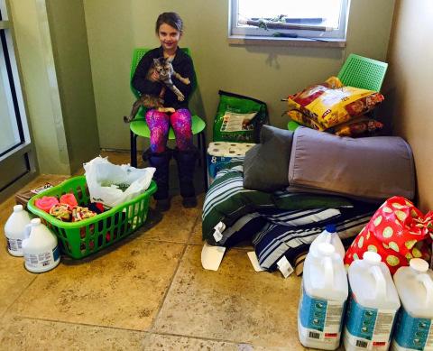 Mattson, aka Gio Happy Tails Brenna, age 4, didn't want any birthday presents for herself, she wanted to give gifts to the cats and dogs at the shelter.