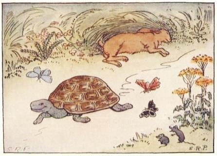 Answer the following questions carefully. 1. How long does the hare think it will take the tortoise to travel half a mile? 2. How does the tortoise feel in the second stanza? 3.