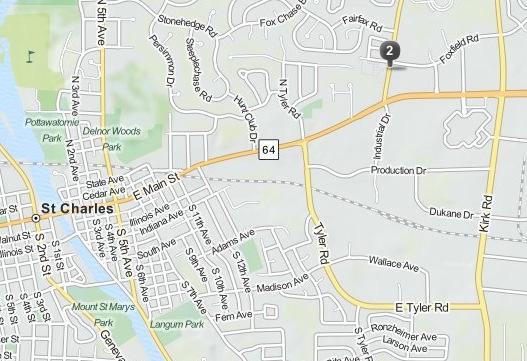 VETERINARIAN (on call, Saturday until 2:00 pm) St. Charles Veterinary Clinic 530 Dunham Road, St. Charles, IL 60174 (630) 584-7404 Veterinarian location is #2 on map below.