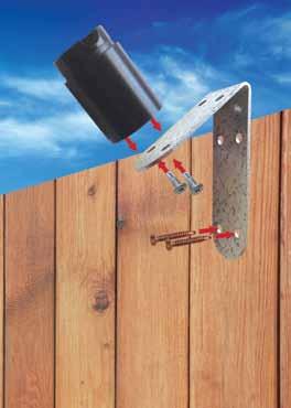 Using the supplied bracket screws (9), fasten the bracket (8) to the post (1) by screwing into the base of the post from the underside of the