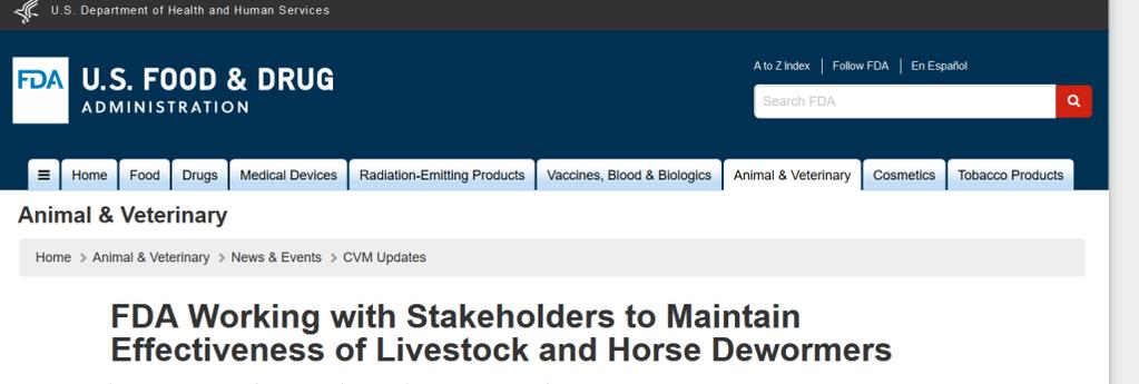 Present: FDA request for label revision December 6, 2018 Any use of a dewormer can result in antiparasitic resistance Proper dosing is critical End-users should work with