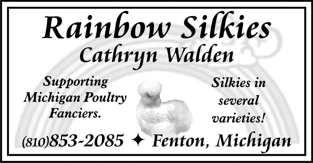 Cathryn Walden of rainbowsilkies donates the following Junior Awards: Bearded Silkie, Blue $5 each for BV and RV Bearded Silkie, Black $5 each for BV and RV Bearded Silkie, Splash $5 each for BV and