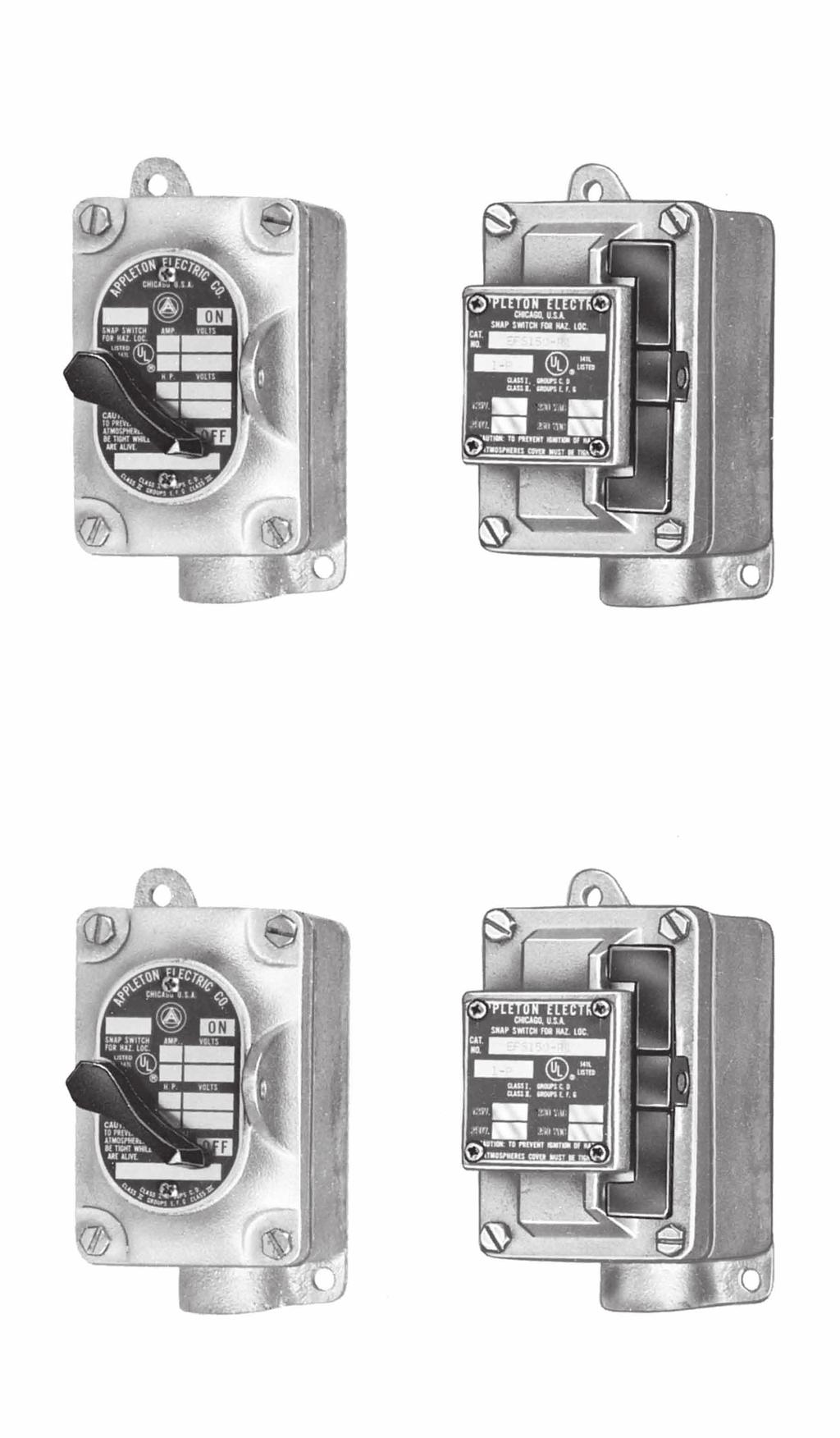 -2 EDS Factory Sealed and EFS Tumbler Switches: Applications Designed to prevent arcing of enclosed switches in ignitable atmospheres during connect and disconnect operation of lighting and light
