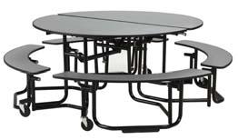 Also available in 31" high for wheelchair-access. Tables have black enamel frames and durable T-Mold edging.