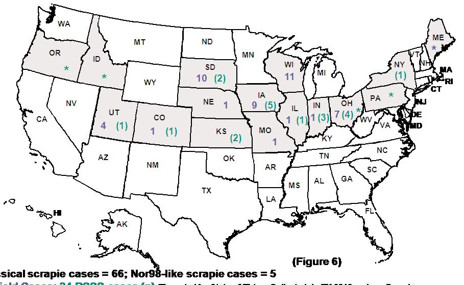 Note: Field cases include animals from infected source flocks, so the state totals often include several